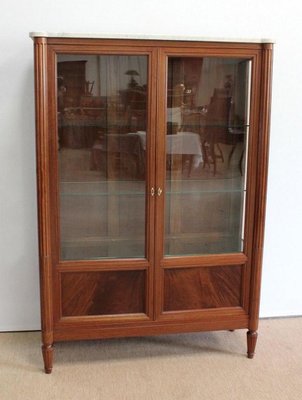 Louis XVI Style Showcase Cabinet in Solid Mahogany, Late 19th Century-RVK-984318