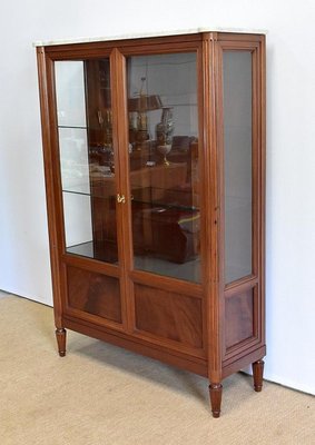 Louis XVI Style Showcase Cabinet in Solid Mahogany, Late 19th Century-RVK-984318