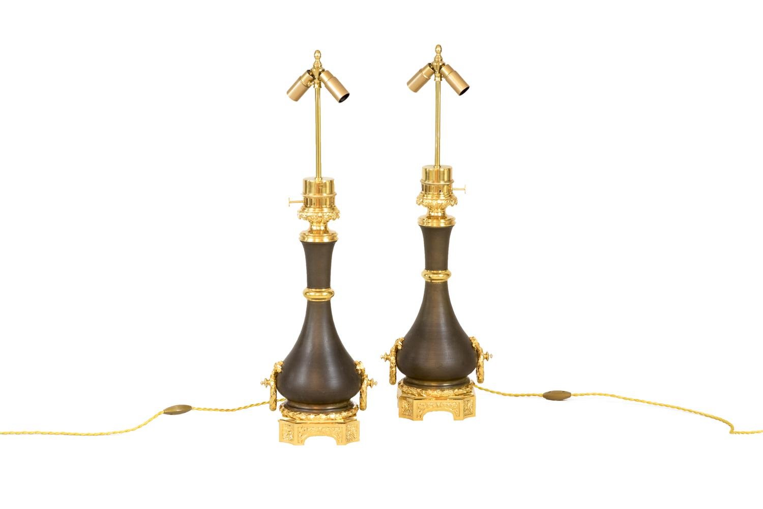 Louis XVI Style Table Lamps by Maison Gagneau, 1880s, Set of 2