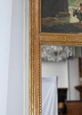 Louis XVI Style Trumeau Mirror in Gilded Wood, Late 19th Century-RVK-1701982