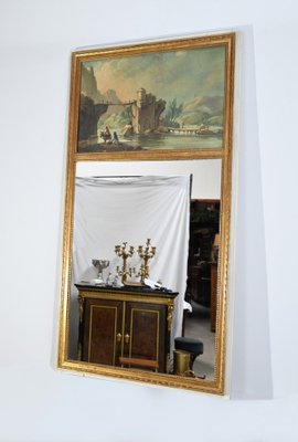 Louis XVI Style Trumeau Mirror in Gilded Wood, Late 19th Century-RVK-1701982