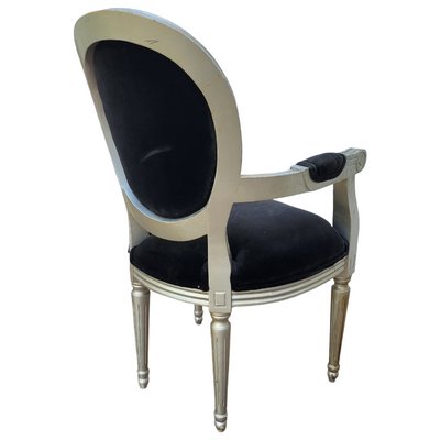 Louis XVI Style Velvet Armchair-TCS-1419641