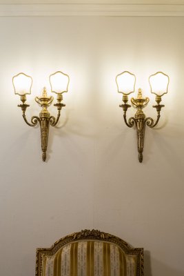 Louis XVI Style Wall Lamps with Parchment Lampshades, 1940s, Set of 2-QES-1811400