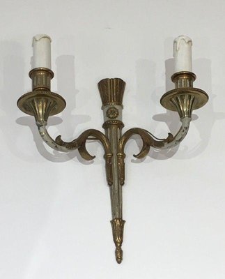 Louis XVI Style Wall Lights in Bronze, Set of 2-BA-1365535