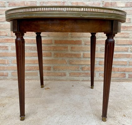 Louis XVI Style Walnut and Marble Top Bouillotte Table, 1890s-NOU-1797561