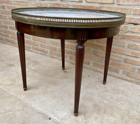 Louis XVI Style Walnut and Marble Top Bouillotte Table, 1890s-NOU-1797561