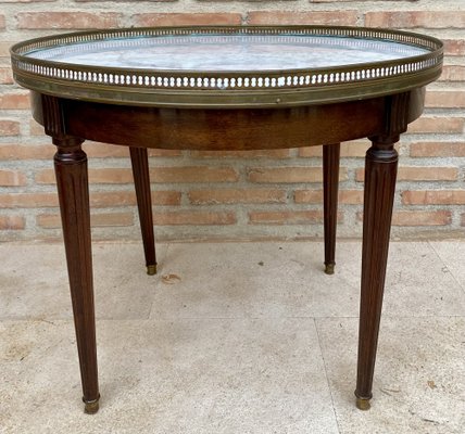 Louis XVI Style Walnut and Marble Top Bouillotte Table, 1890s-NOU-1797561