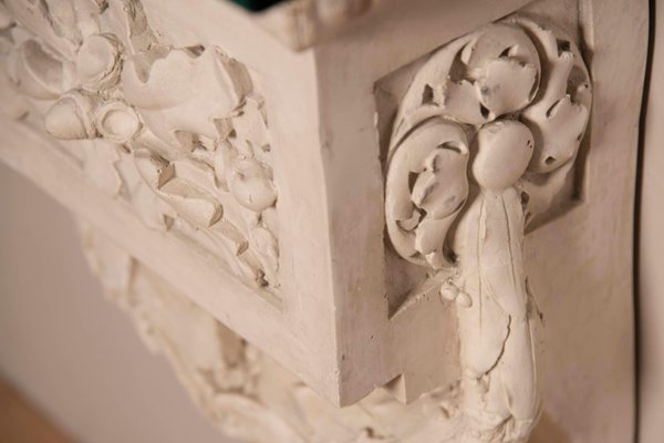 Louis Xvi Style White Plaster Friezes Console Table with Glass Top, 1930s-XDW-1759755