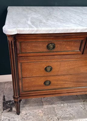 Louis Xvi Style Wooden Chest of Drawers with Four Drawers and Shaped Marble Top, 1910-QRS-2019805