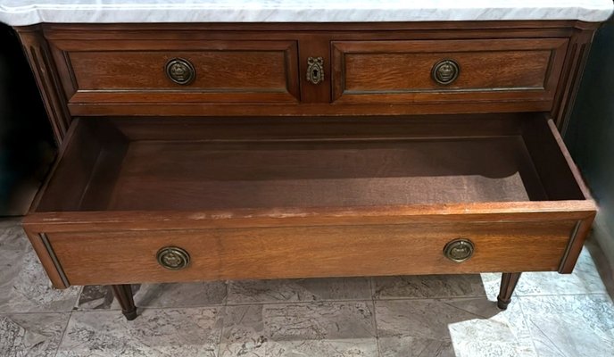 Louis Xvi Style Wooden Chest of Drawers with Four Drawers and Shaped Marble Top, 1910-QRS-2019805