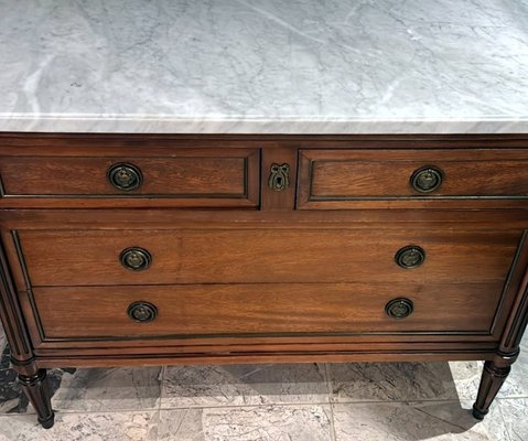 Louis Xvi Style Wooden Chest of Drawers with Four Drawers and Shaped Marble Top, 1910-QRS-2019805