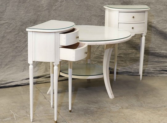 Louis XVI Support Table with Two Nightstands, Set of 3-PTH-1336801