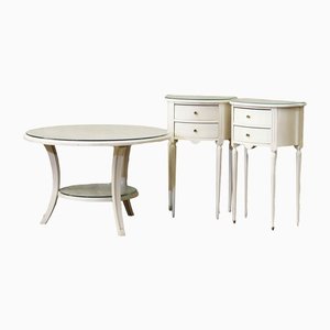 Louis XVI Support Table with Two Nightstands, Set of 3-PTH-1336801