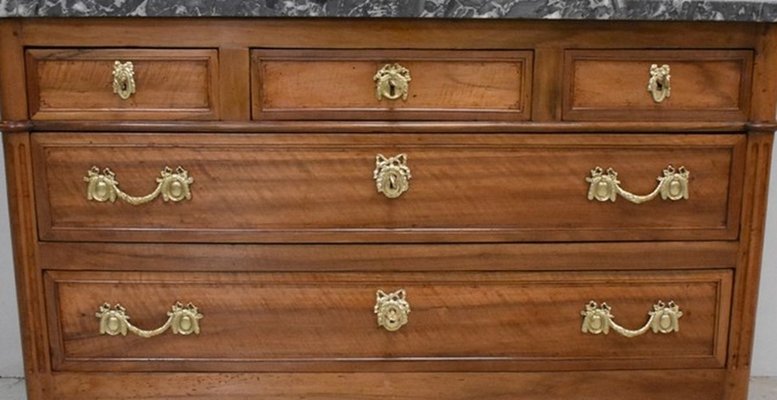 Louis XVI Walnut Chest of Drawers, Late 1700s-RVK-857793