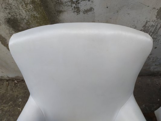 Louis XVI White Skai Armchairs, 1890s, Set of 2-EAD-1724017