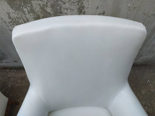 Louis XVI White Skai Armchairs, 1890s, Set of 2-EAD-1724017