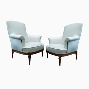 Louis XVI White Skai Armchairs, 1890s, Set of 2-EAD-1724017