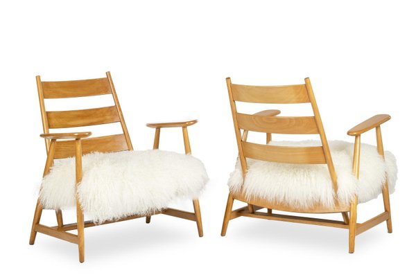 Lounge Armchairs in Blond Beech, 1950s, Set of 2-CEJ-1759744