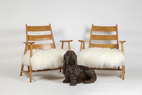 Lounge Armchairs in Blond Beech, 1950s, Set of 2-CEJ-1759744