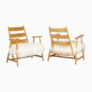 Lounge Armchairs in Blond Beech, 1950s, Set of 2-CEJ-1759744