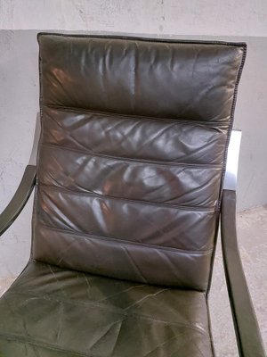 Lounge Chair and Footrest in Dark Brown Leather and Chrome by Rudolph Glatzl for Walter Knoll, Germany, 1970s, Set of 2-AIF-1782186