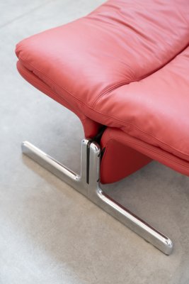 Lounge Chair and Footrest in Red Leather by Vitelli e Ammannati for Brunati, 1970s-1980s, Set of 2-KNM-1756785