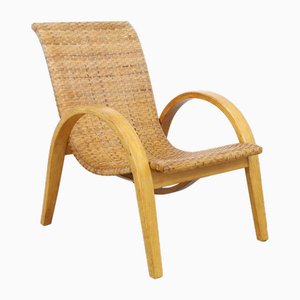 Lounge Chair in Cane and Wood, 1960s-RZV-2040183