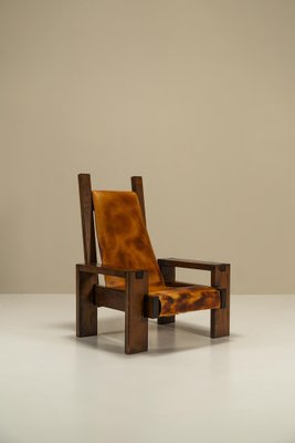 Lounge Chair in Elm and Leather in the syle of Pierre Chapo, France, 1970s-UQV-1719968