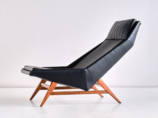 Lounge Chair in Leather and Beech by Svante Skogh for AB Hjertquist & Co, Sweden, 1955-FMT-989851