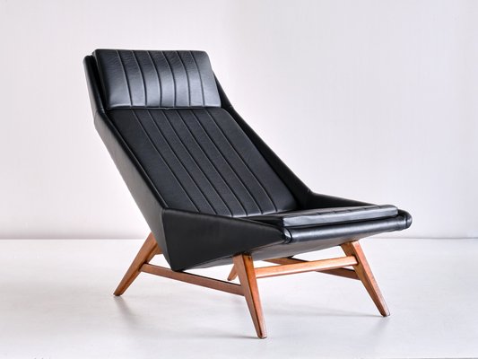 Lounge Chair in Leather and Beech by Svante Skogh for AB Hjertquist & Co, Sweden, 1955-FMT-989851