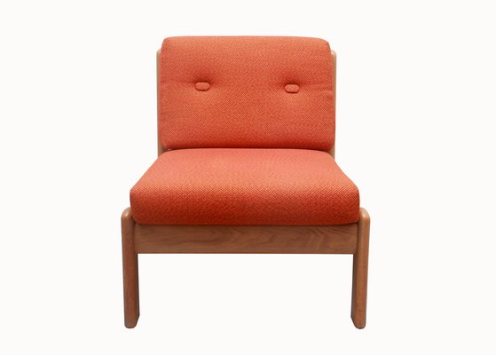 Lounge Chair in Light Oak and Orange Upholstery, 1975-PF-1795805