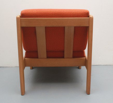 Lounge Chair in Light Oak and Orange Upholstery, 1975-PF-1795805