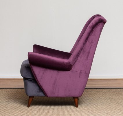 Lounge Chair in Magenta by Gio Ponti for ISA Bergamo, Italy, 1950s-JE-987169