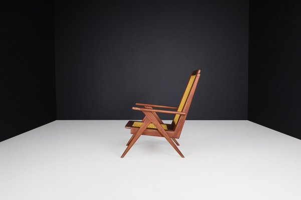 Lounge Chair in Mahogany and Weave, 1950s-TRW-1797075