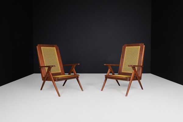 Lounge Chair in Mahogany and Weave, 1950s-TRW-1797075