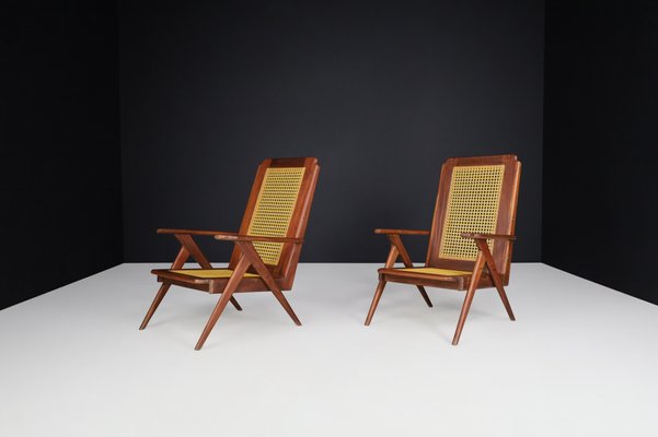 Lounge Chair in Mahogany and Weave, 1950s-TRW-1797075