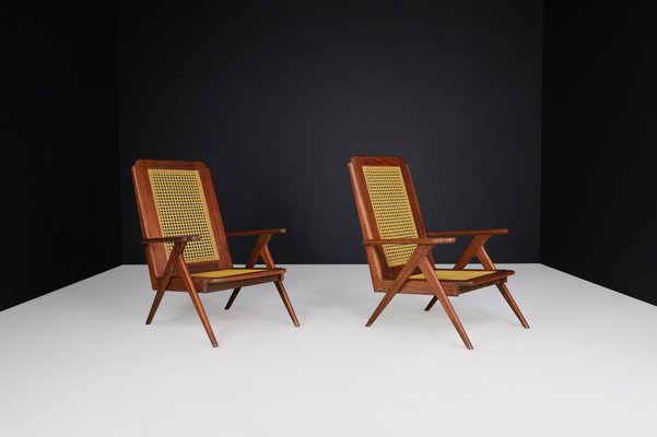 Lounge Chair in Mahogany and Weave, 1950s-TRW-1797075