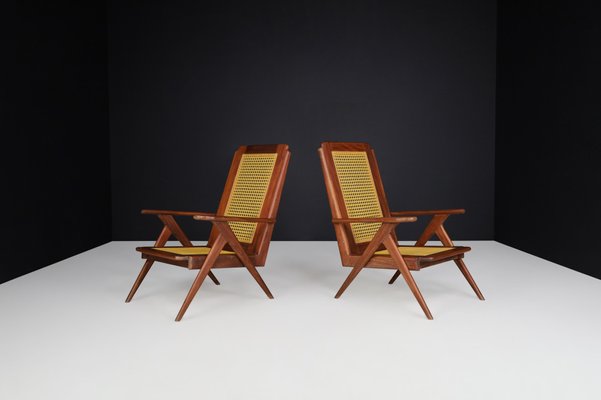 Lounge Chair in Mahogany and Weave, 1950s-TRW-1797075