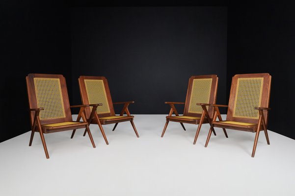 Lounge Chair in Mahogany and Weave, 1950s-TRW-1797075