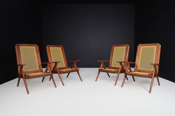 Lounge Chair in Mahogany and Weave, 1950s-TRW-1797075