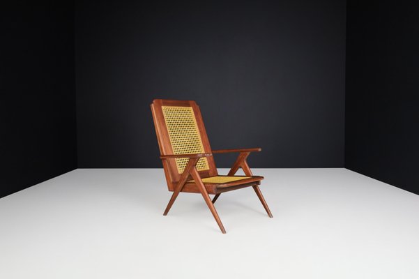 Lounge Chair in Mahogany and Weave, 1950s-TRW-1797075