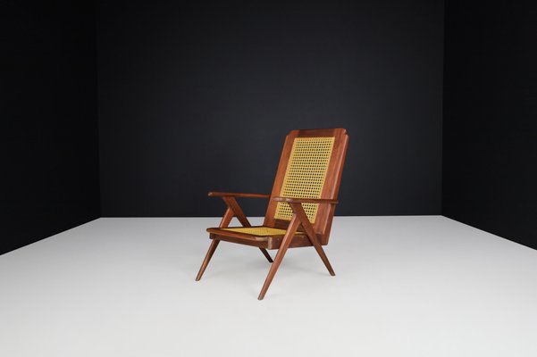 Lounge Chair in Mahogany and Weave, 1950s-TRW-1797075