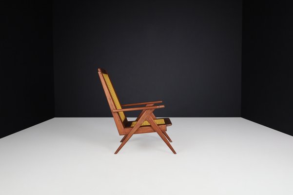 Lounge Chair in Mahogany and Weave, 1950s-TRW-1797075