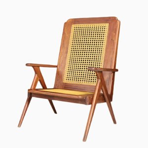 Lounge Chair in Mahogany and Weave, 1950s-TRW-1797075