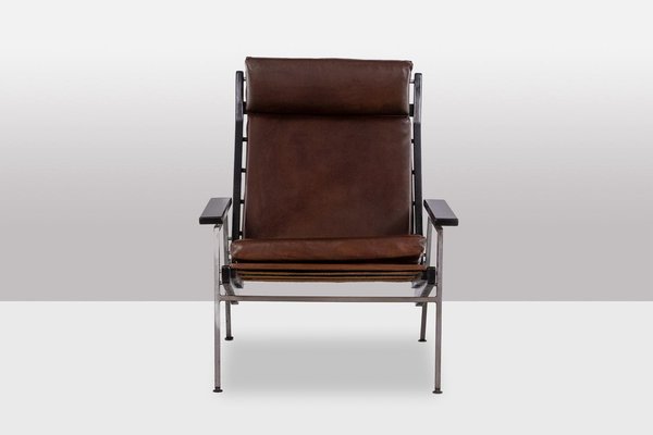 Lounge Chair in Metal and Leather by Rob Parry for Gelderland, 1950s-CEJ-1812118