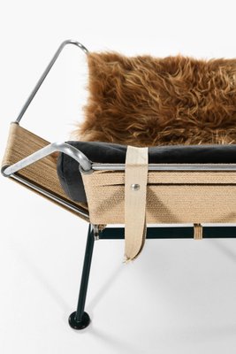 Lounge Chair in Metal and Sheepskin attributed to Hans Wegner, 1960s-SC-1629840