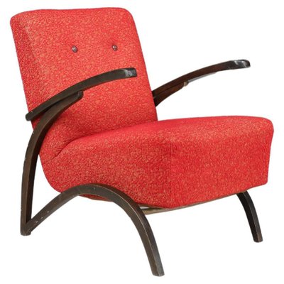 Lounge Chair in Original Red Upholstery from Jindrich Halabala, Czech Republic, 1930s-TRW-1744452