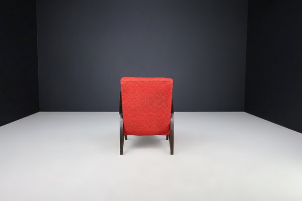 Lounge Chair in Original Red Upholstery from Jindrich Halabala, Czech Republic, 1930s-TRW-1744452