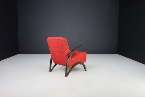 Lounge Chair in Original Red Upholstery from Jindrich Halabala, Czech Republic, 1930s-TRW-1744452