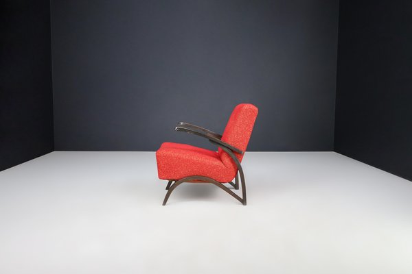 Lounge Chair in Original Red Upholstery from Jindrich Halabala, Czech Republic, 1930s-TRW-1744452